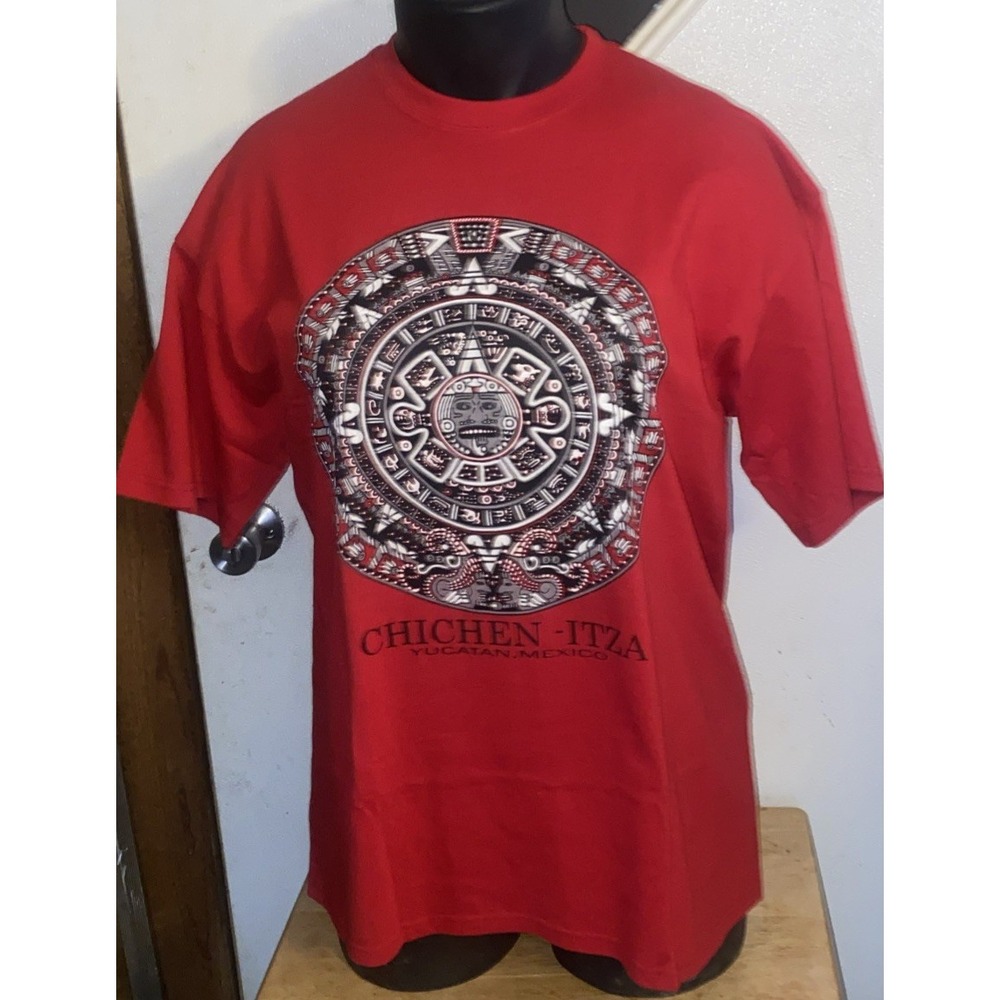 Yazbek Chicken-Itza‎ T Shirt Aztec Print Red XL